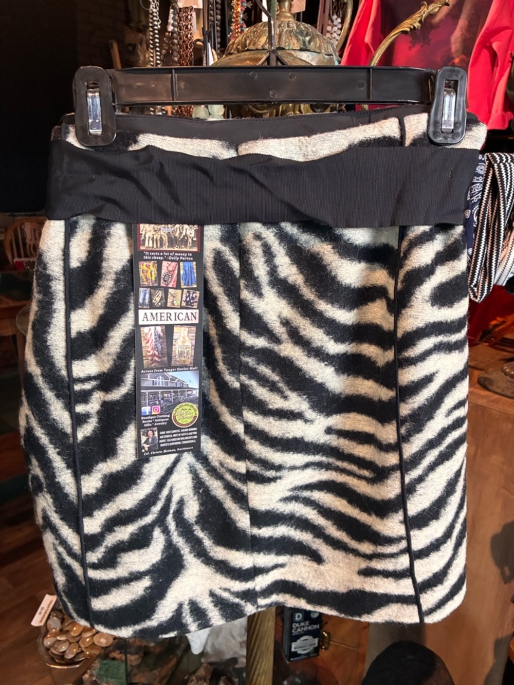 Ann Taylor Black and White Zebra Mini Skirt with Waist Tie - Picture 3 of 3